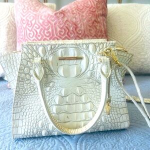 Brahmin White Crocodile Embossed Women's Bag